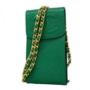 Chanel Shoulder Bag, Chain Shoulder, Caviar Leather, Green, Women's